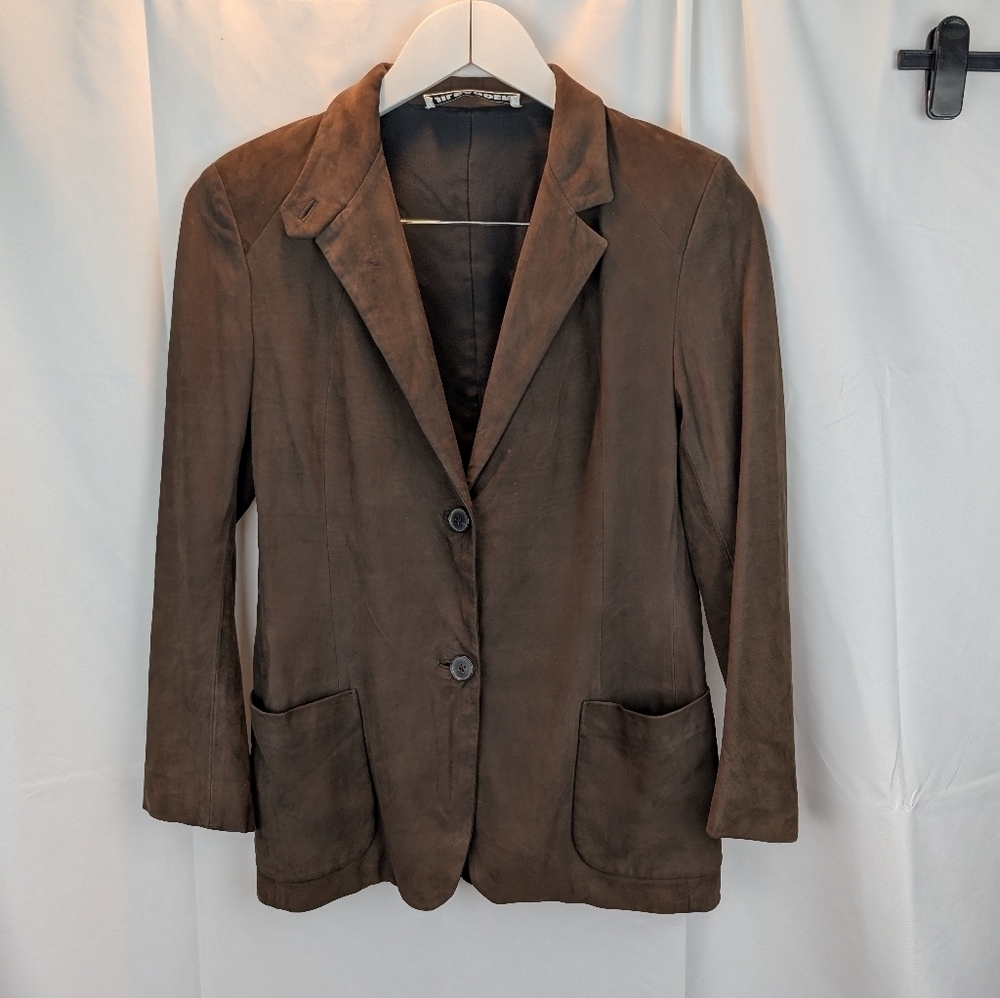 Jil Sander Suède Brown Women's Blazer Size M(Estimated) In VGUC